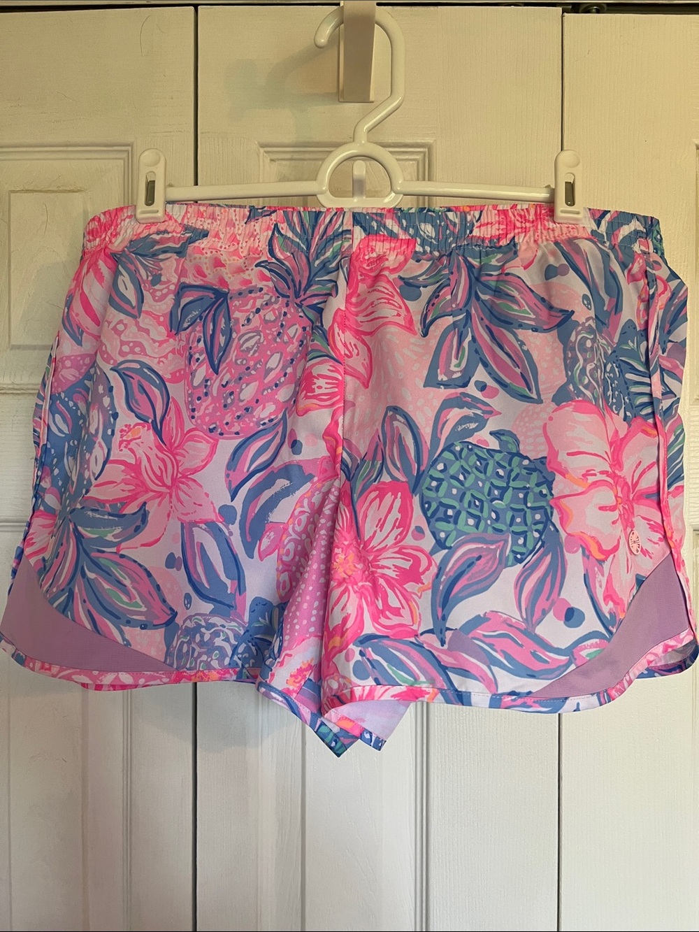 Lilly Pulitzer Pink and Blue Floral Pineapple Athletic  Luxletic Shorts